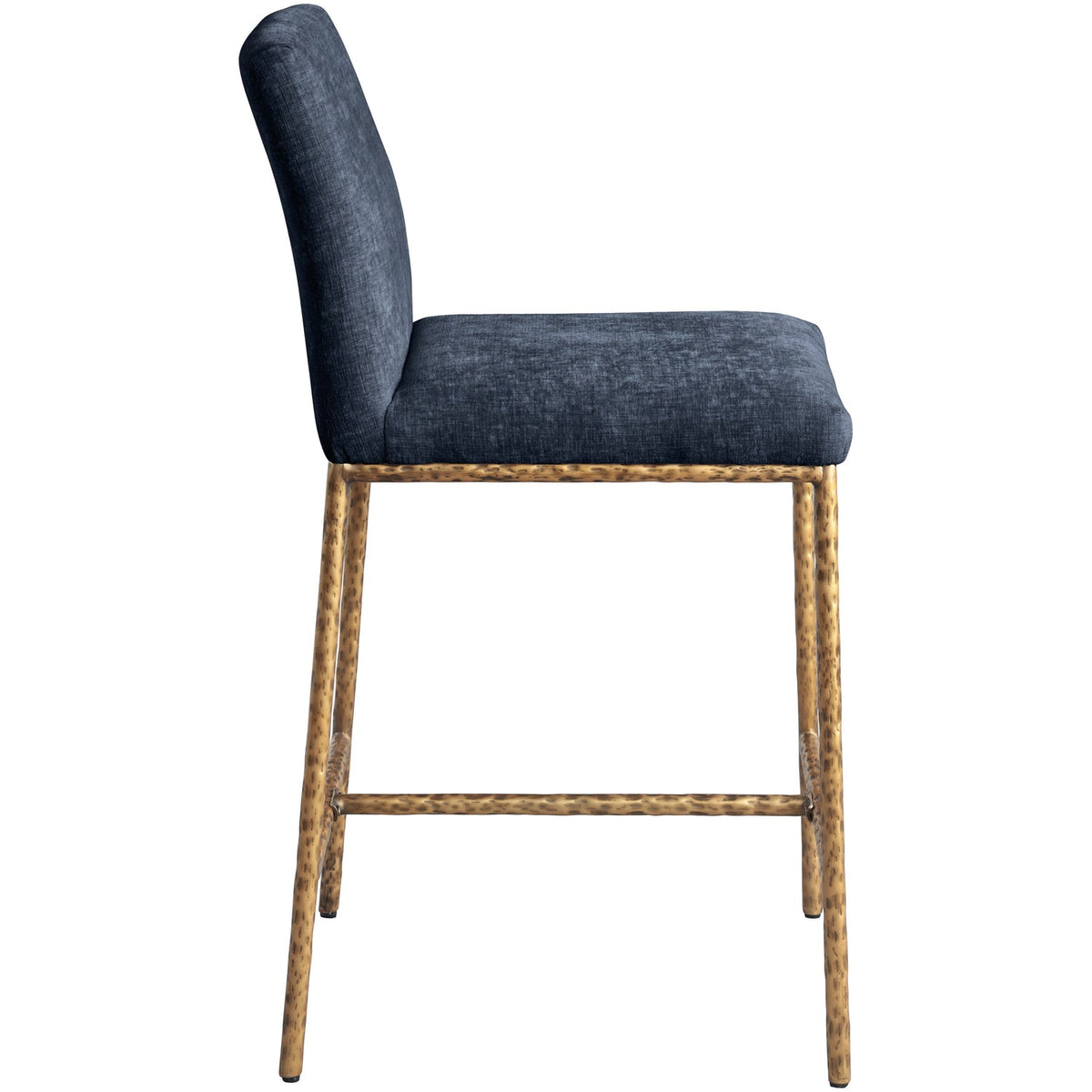 Reeves Navy Chenille Fabric Upholstered Counter Stool Set of 2