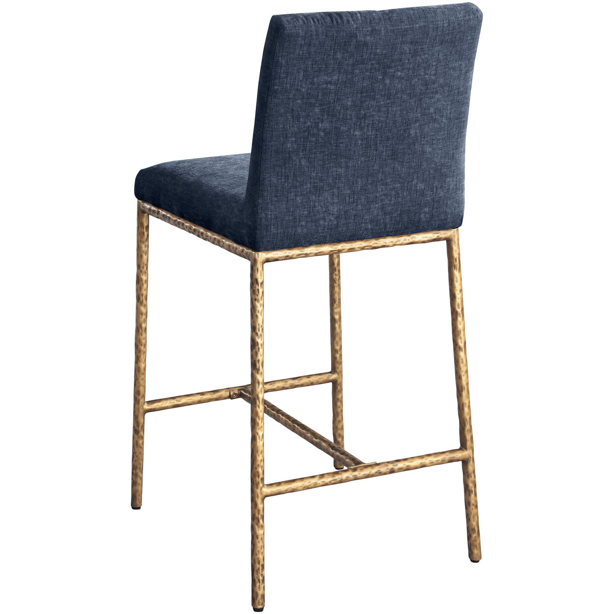 Reeves Navy Chenille Fabric Upholstered Counter Stool Set of 2