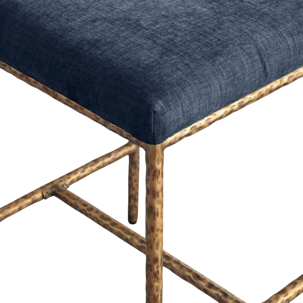Reeves Navy Chenille Fabric Upholstered Counter Stool Set of 2