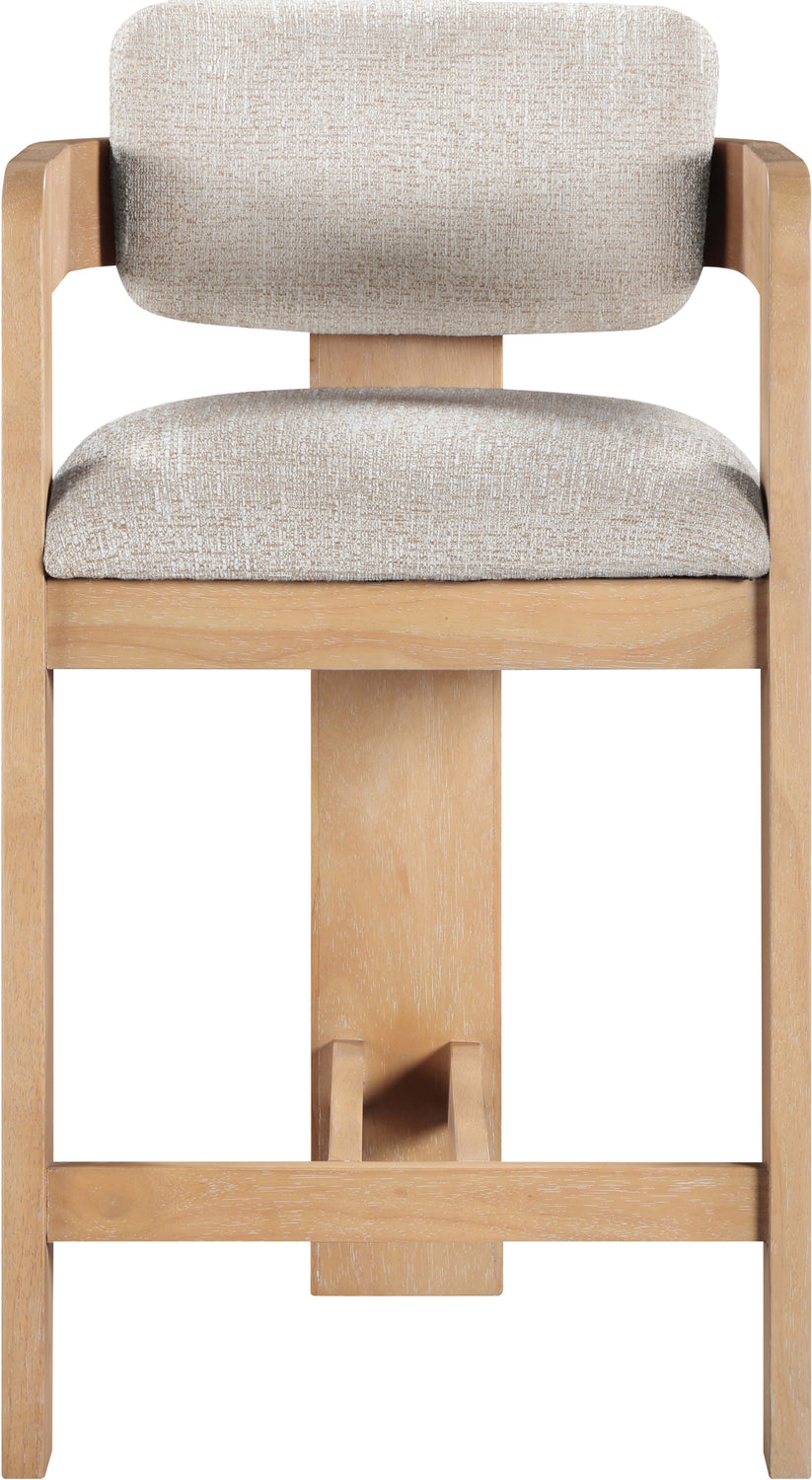 Sacha Beige Linen Textured Fabric Upholstered Counter Stool Set of 2