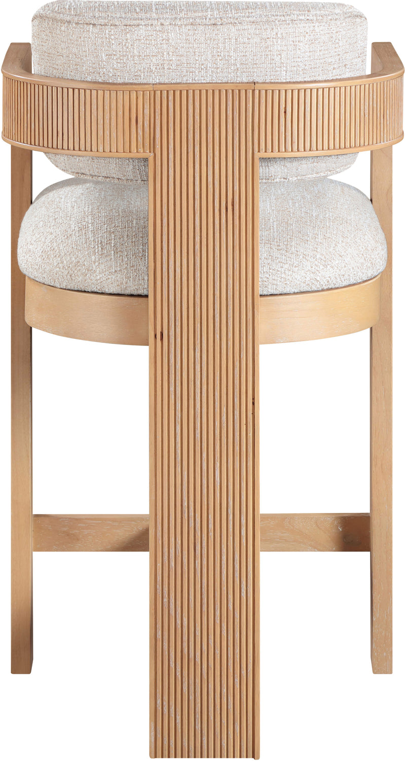 Sacha Beige Linen Textured Fabric Upholstered Counter Stool Set of 2