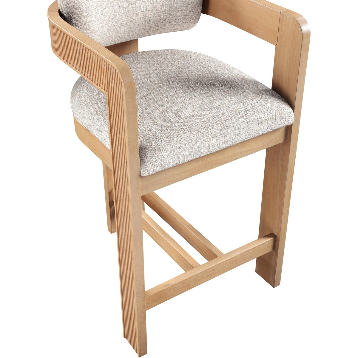 Sacha Beige Linen Textured Fabric Upholstered Counter Stool Set of 2