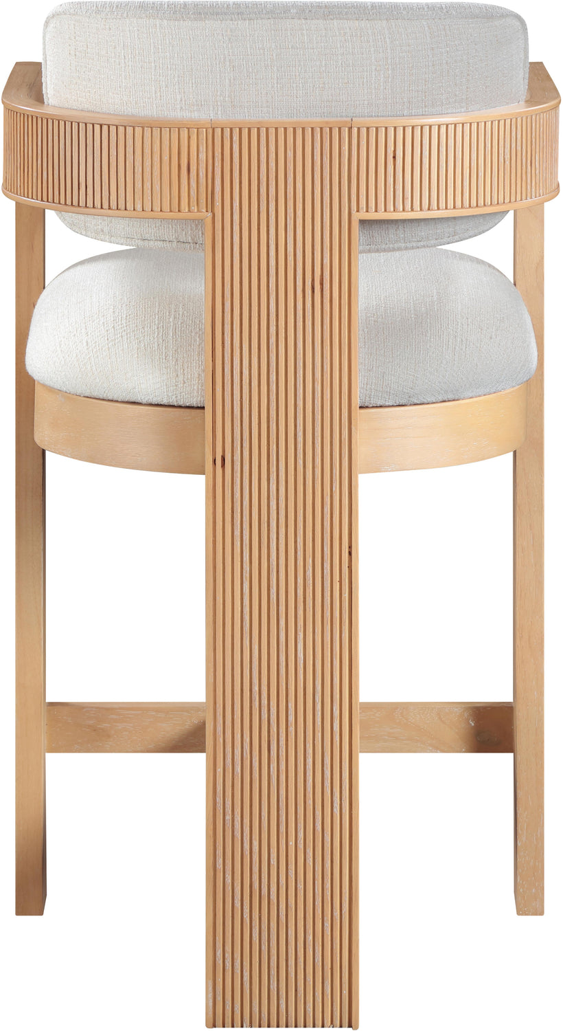 Sacha Cream Linen Textured Fabric Upholstered Counter Stool Set of 2