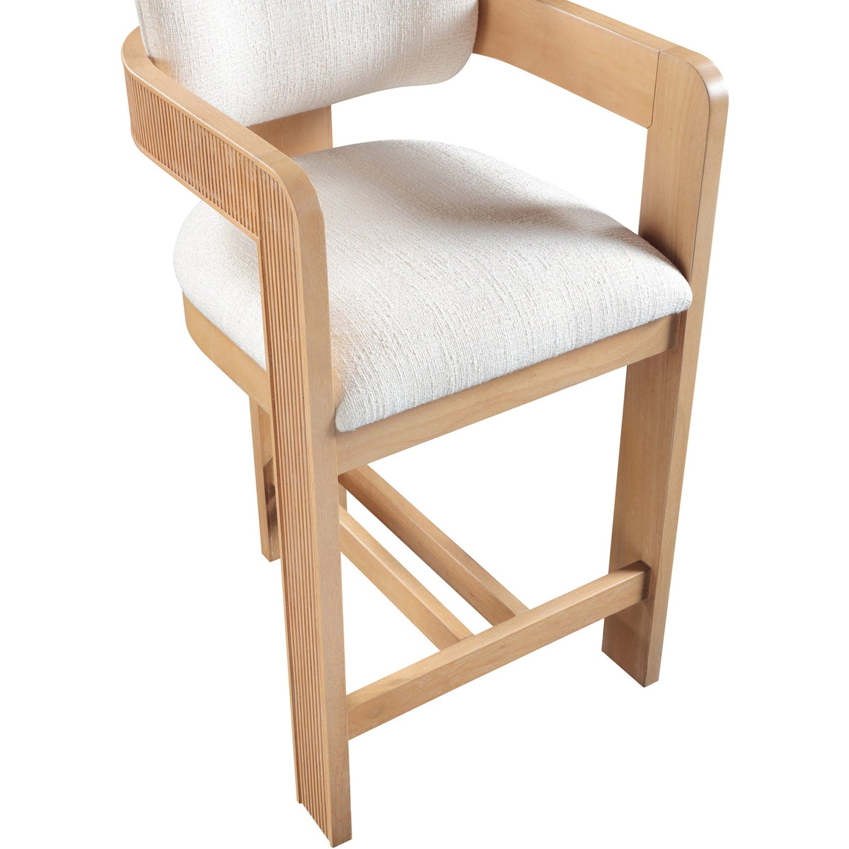 Sacha Cream Linen Textured Fabric Upholstered Counter Stool Set of 2