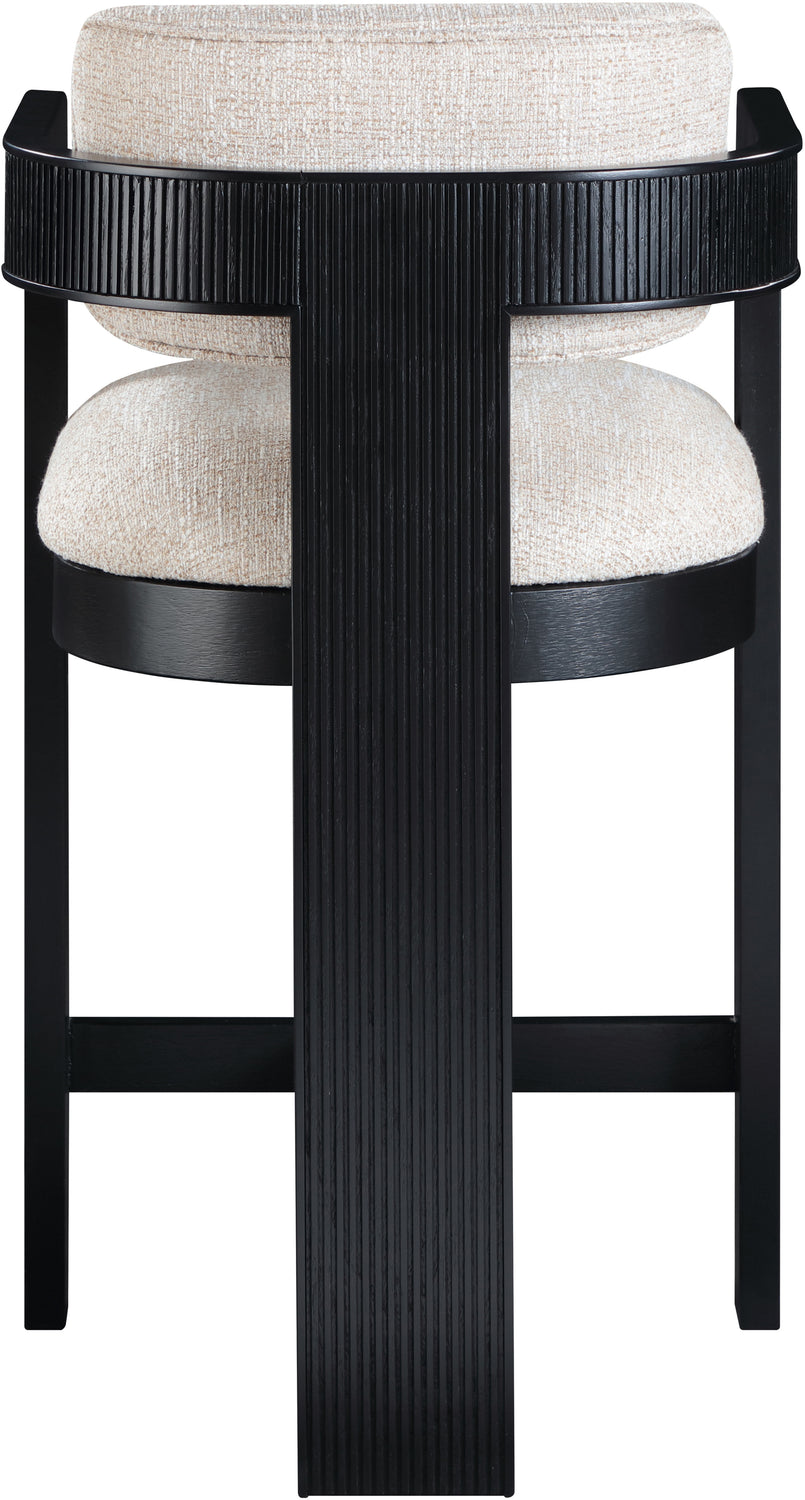 Sacha Beige Linen Textured Fabric Upholstered Counter Stool Set of 2