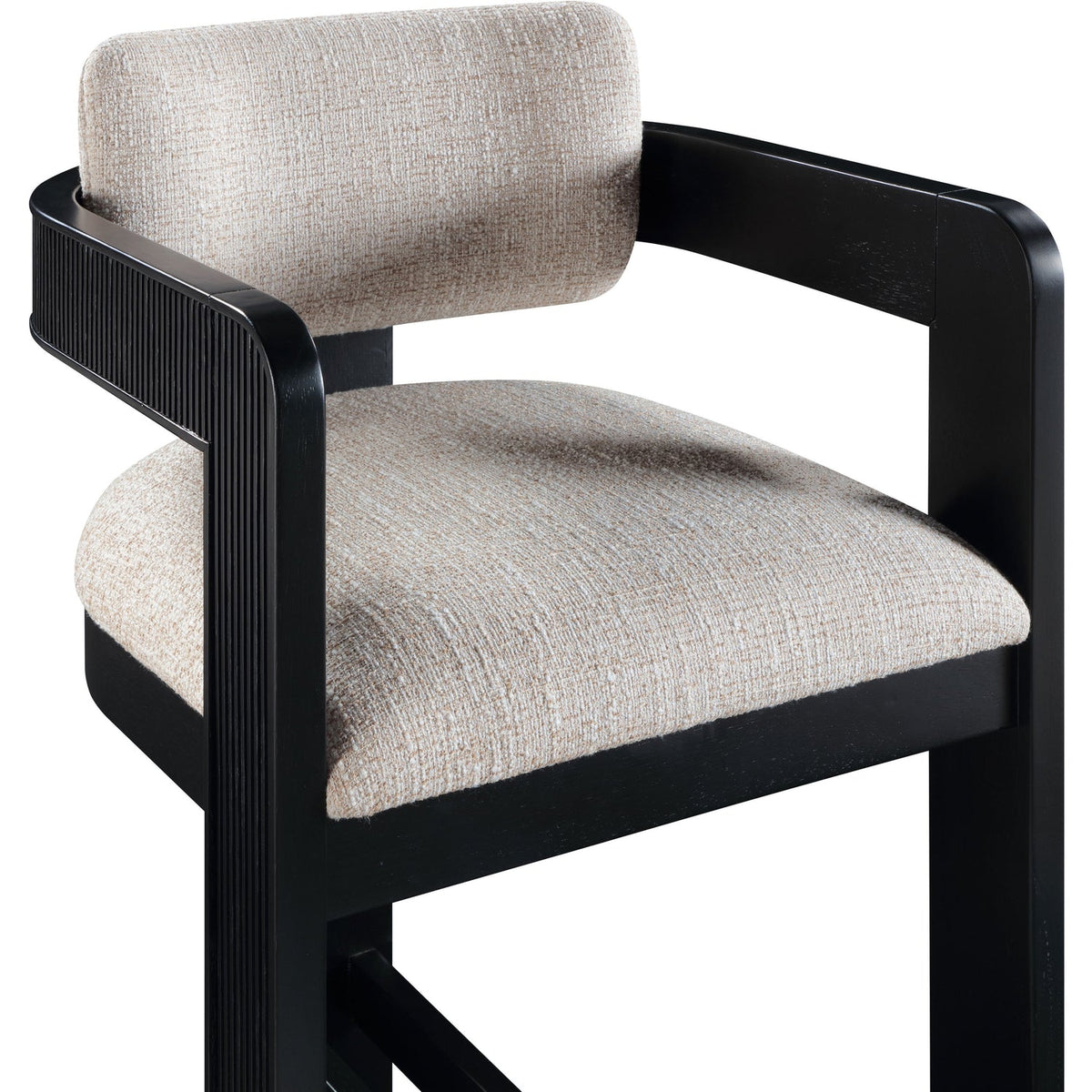 Sacha Beige Linen Textured Fabric Upholstered Counter Stool Set of 2