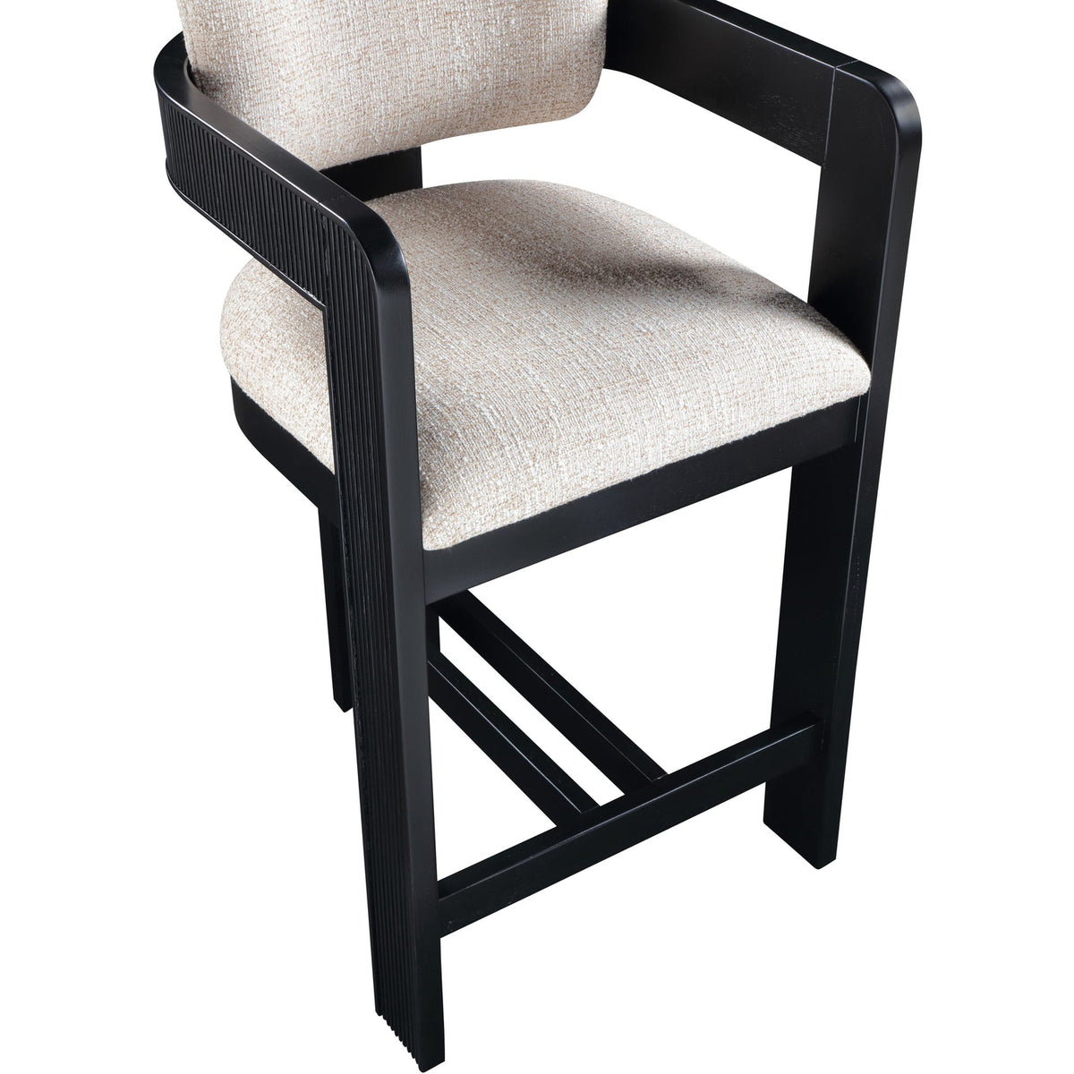 Sacha Beige Linen Textured Fabric Upholstered Counter Stool Set of 2