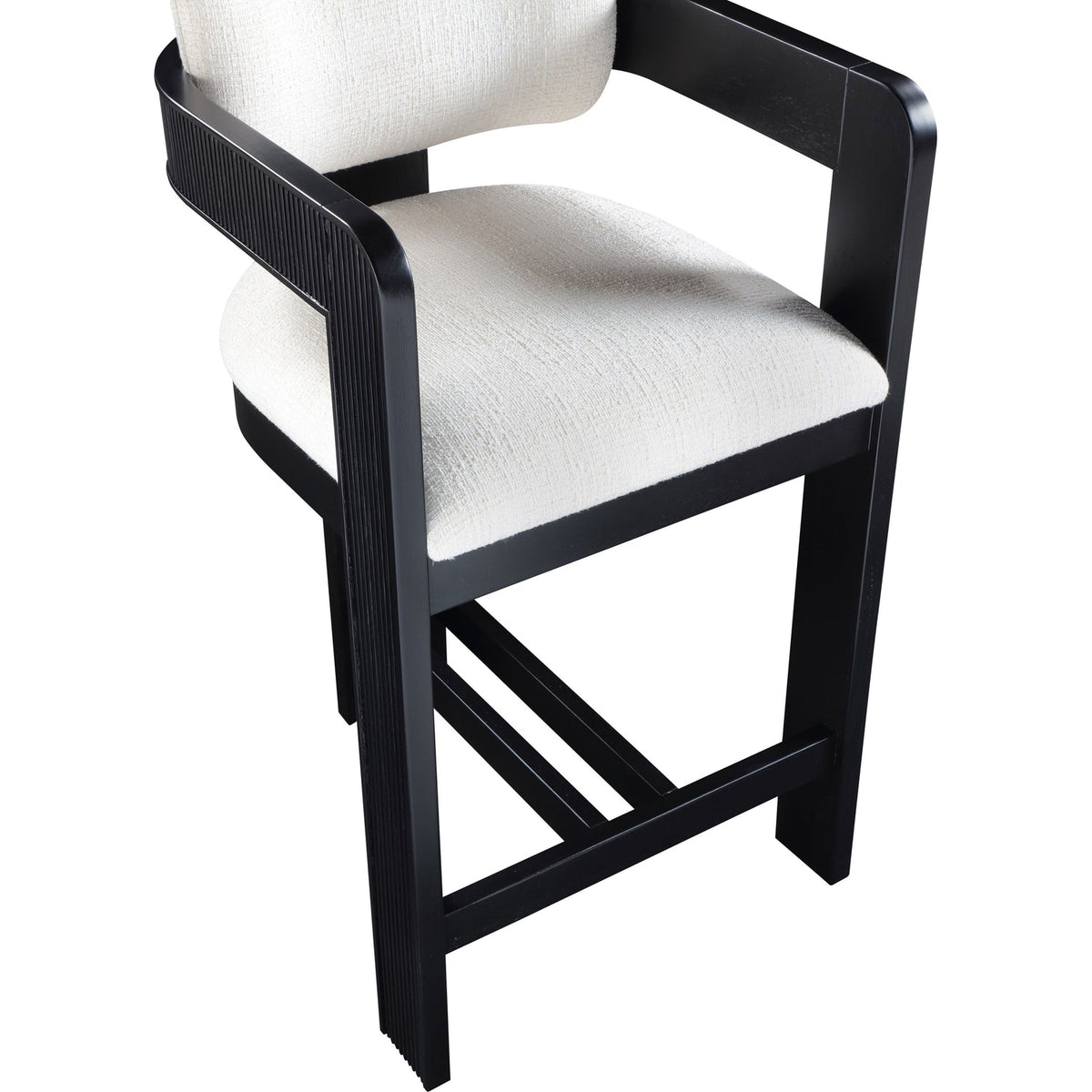 Sacha Cream Linen Textured Fabric Upholstered Counter Stool Set of 2