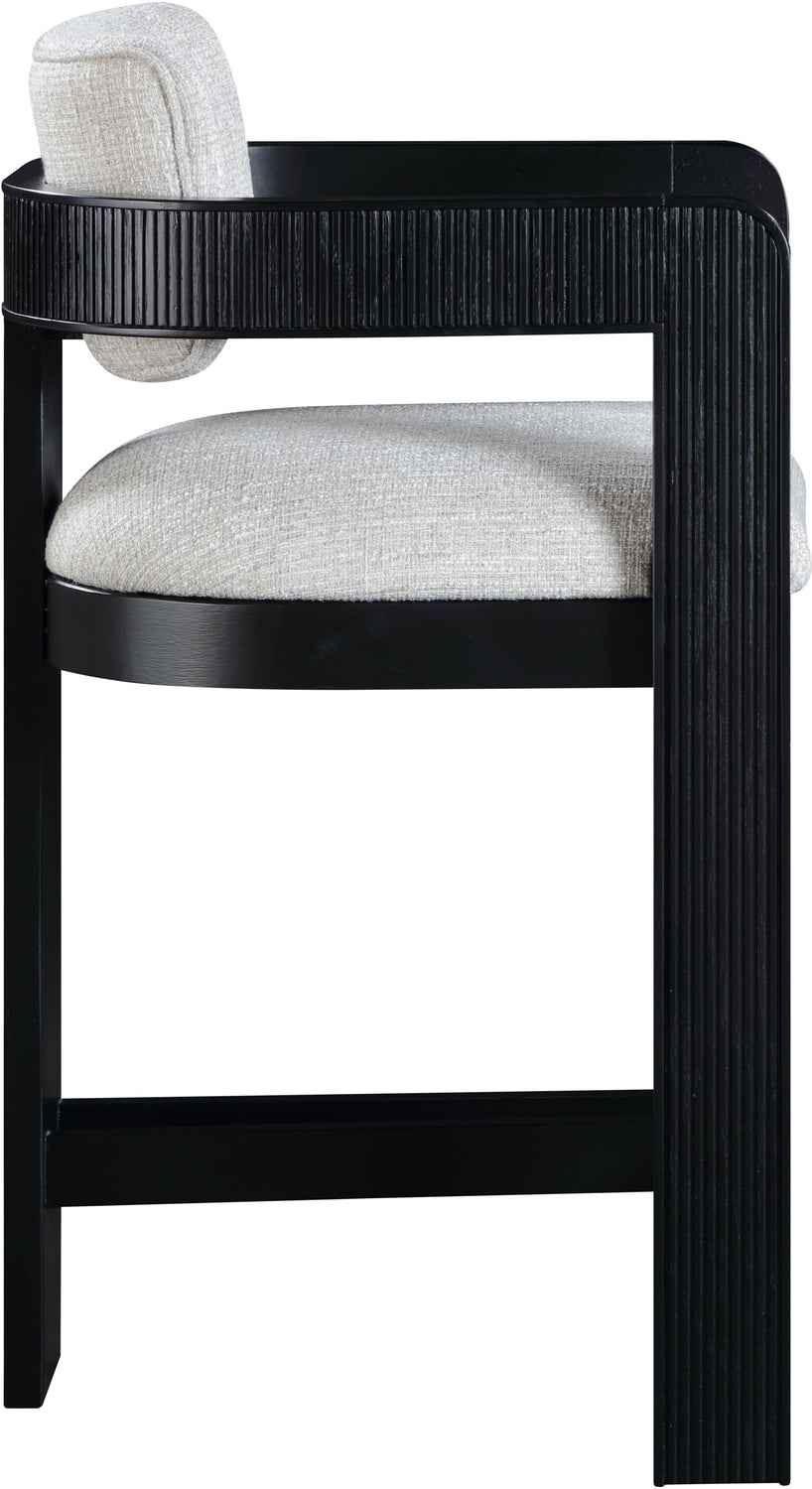 Sacha Grey Linen Textured Fabric Upholstered Counter Stool Set of 2