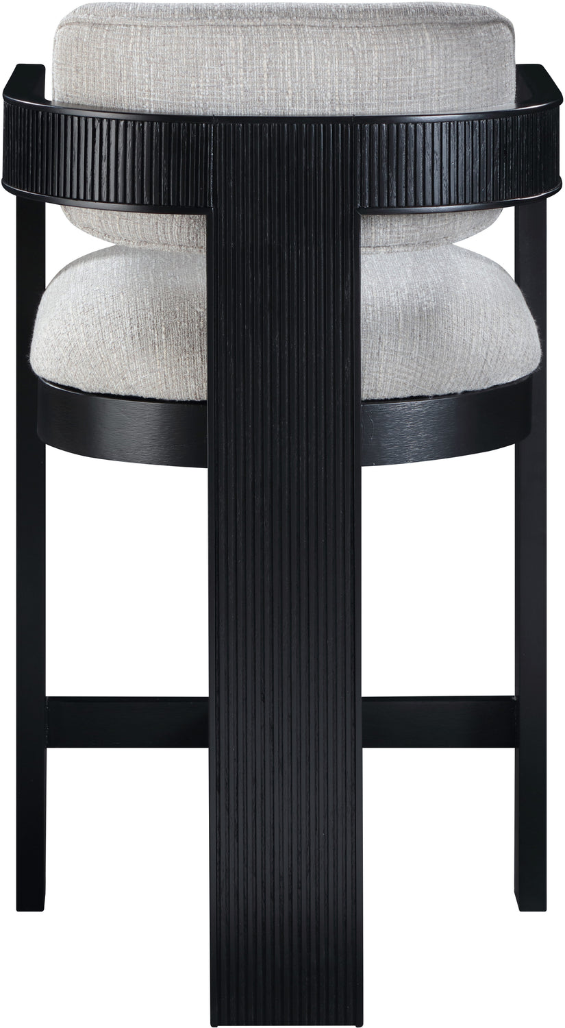 Sacha Grey Linen Textured Fabric Upholstered Counter Stool Set of 2