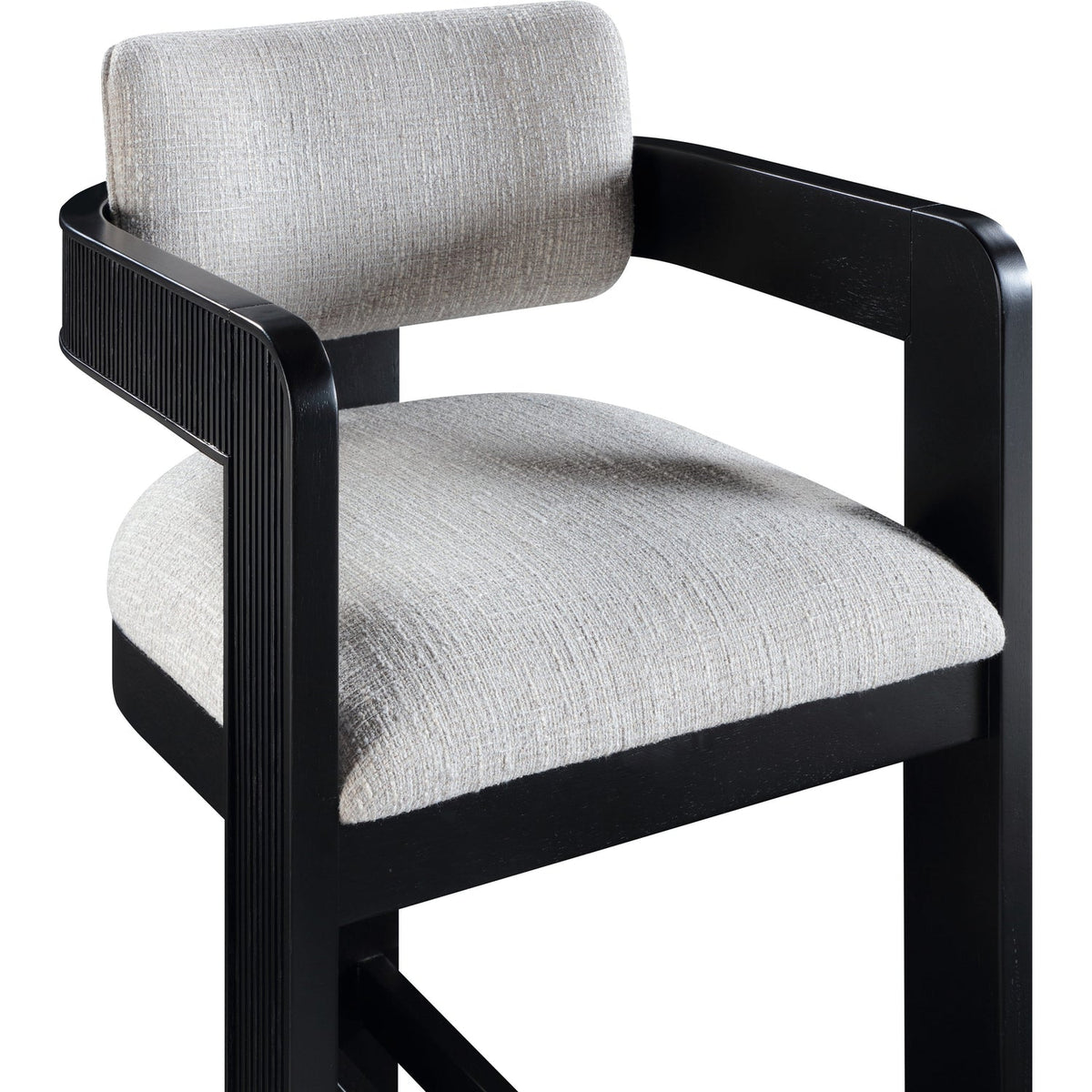 Sacha Grey Linen Textured Fabric Upholstered Counter Stool Set of 2