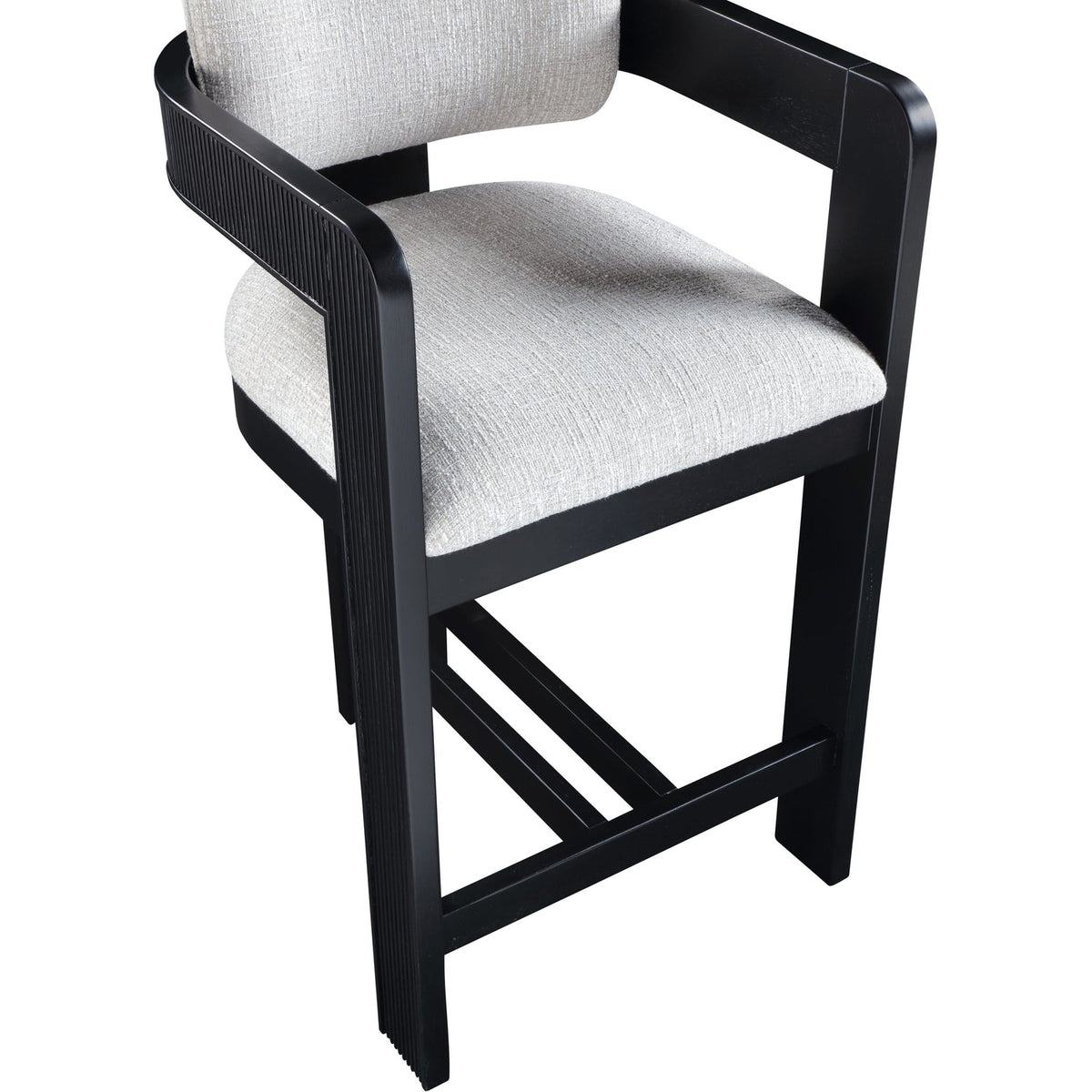 Sacha Grey Linen Textured Fabric Upholstered Counter Stool Set of 2