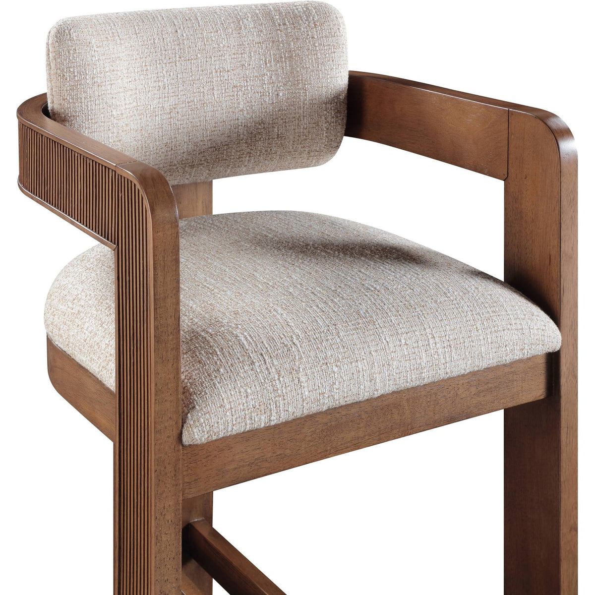Sacha Beige Linen Textured Fabric Upholstered Counter Stool Set of 2