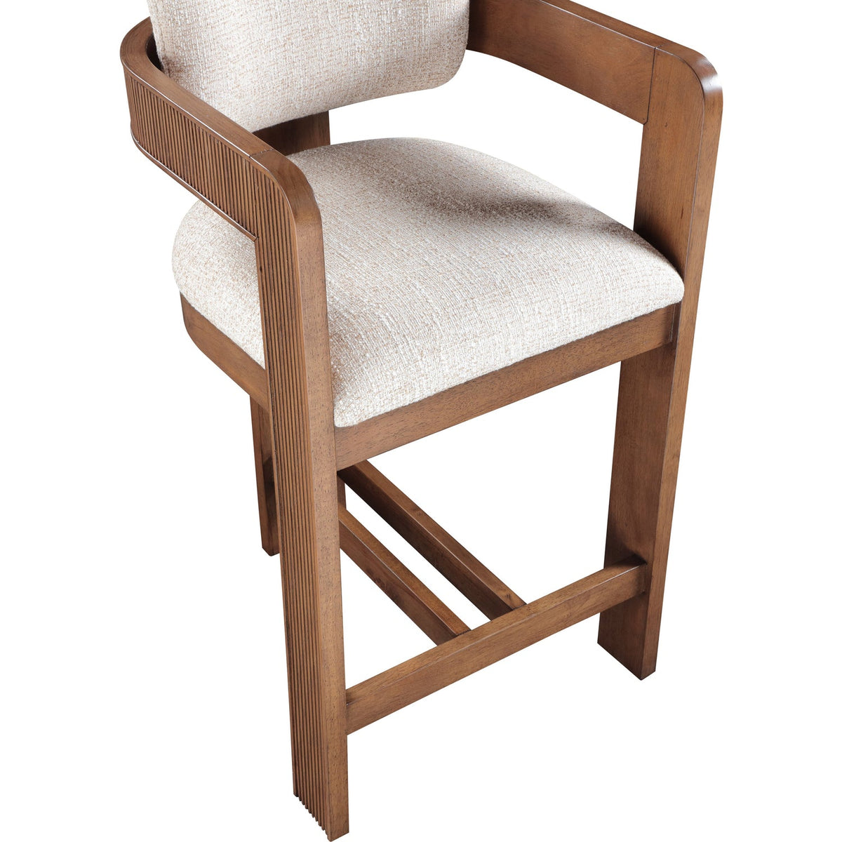 Sacha Beige Linen Textured Fabric Upholstered Counter Stool Set of 2