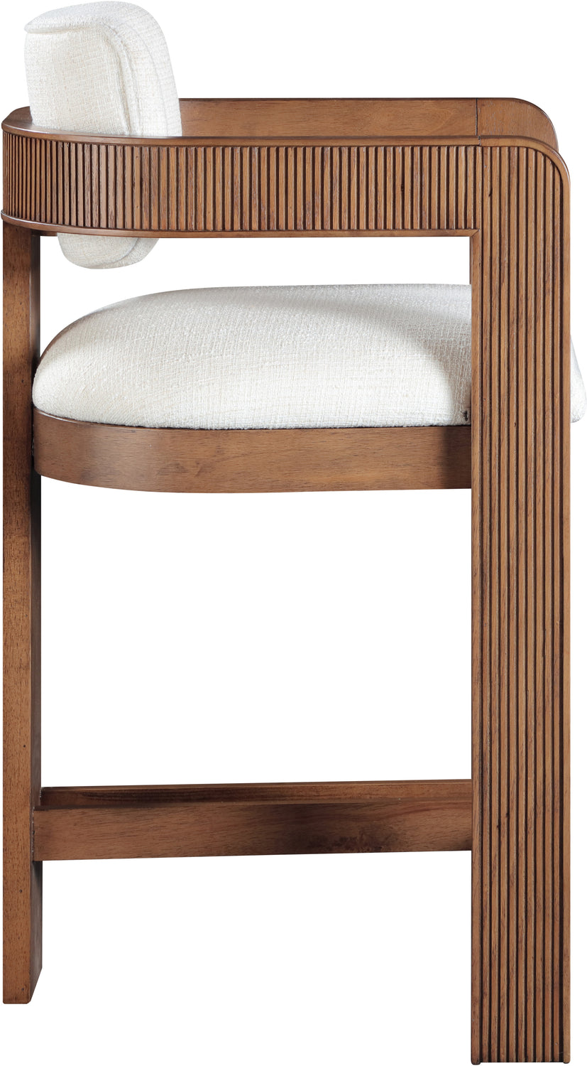 Sacha Cream Linen Textured Fabric Upholstered Counter Stool Set of 2