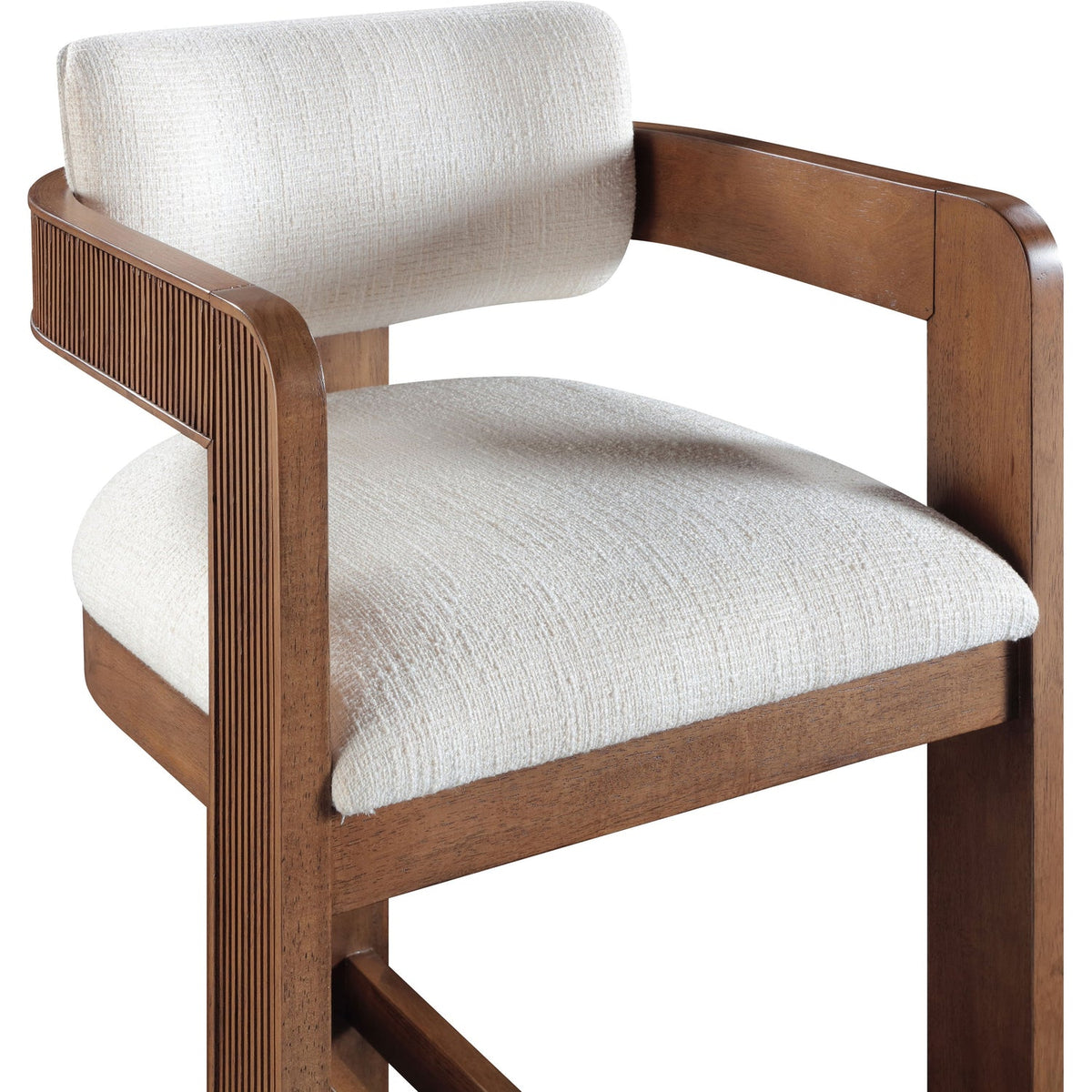 Sacha Cream Linen Textured Fabric Upholstered Counter Stool Set of 2