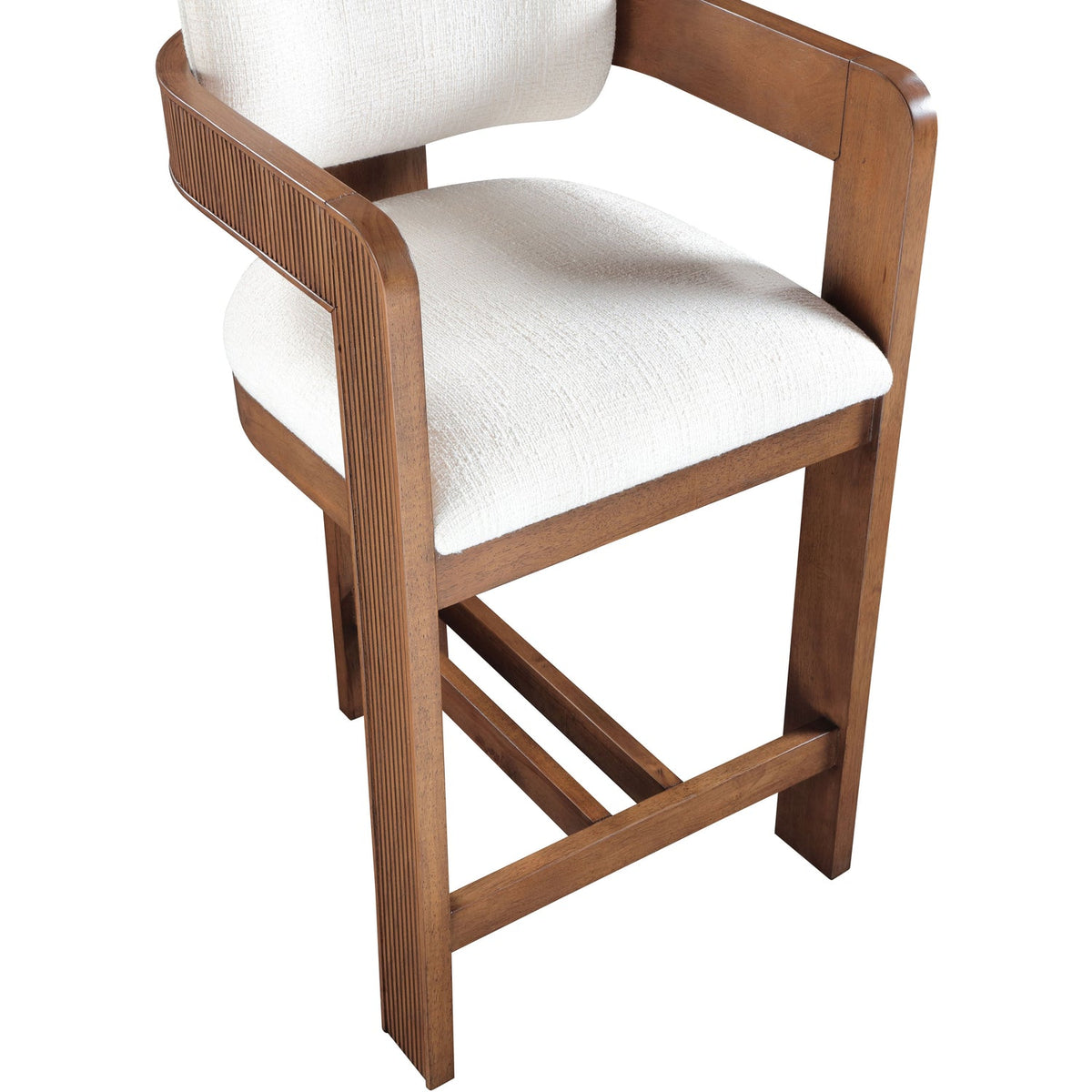 Sacha Cream Linen Textured Fabric Upholstered Counter Stool Set of 2