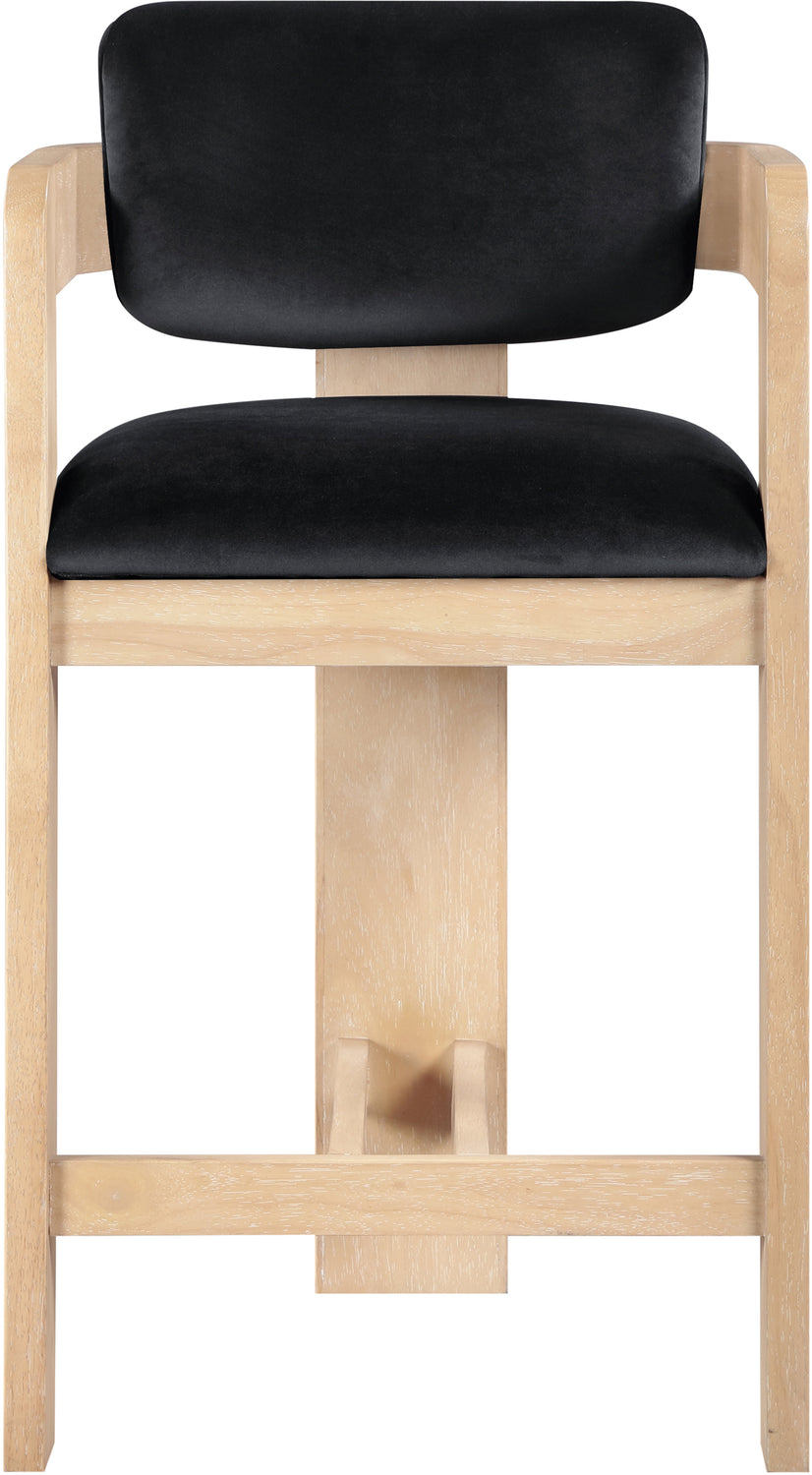 Sacha Black Velvet Upholstered Counter Stool Set of 2