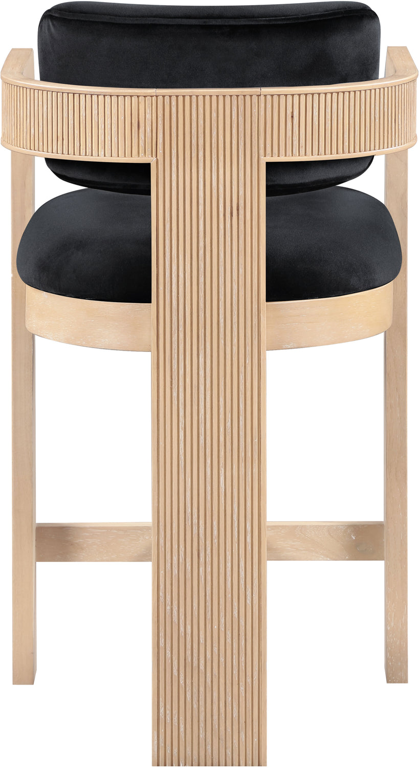 Sacha Black Velvet Upholstered Counter Stool Set of 2