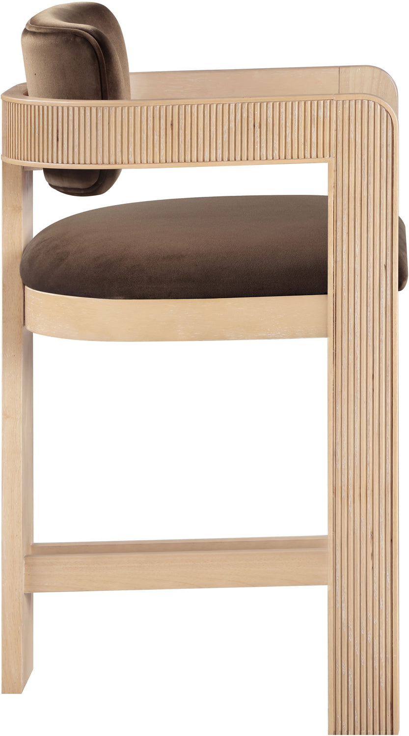 Sacha Brown Velvet Upholstered Counter Stool Set of 2