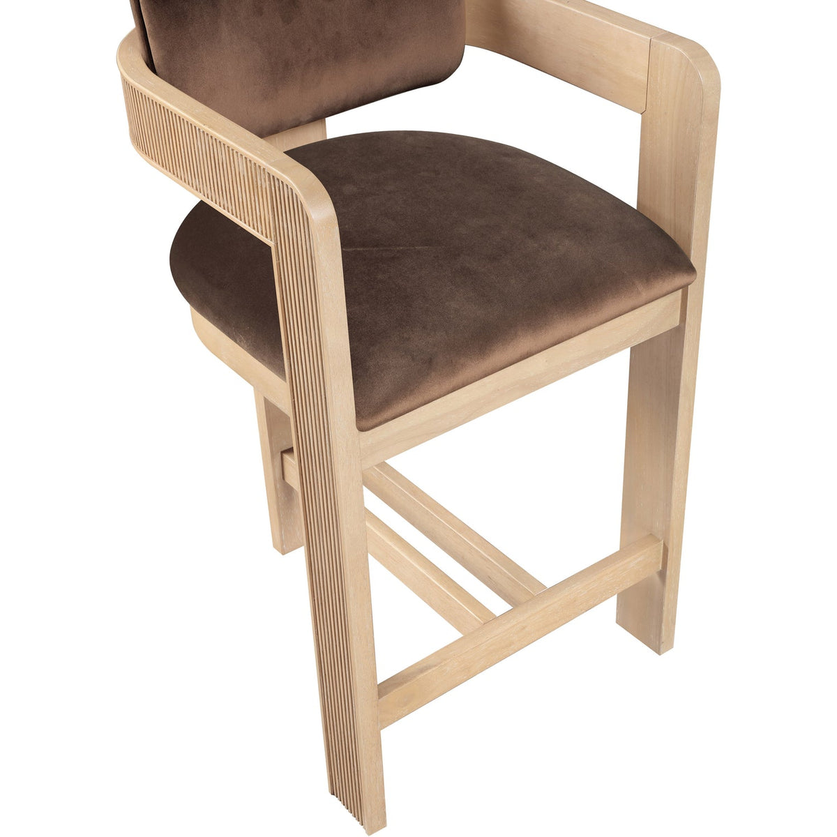 Sacha Brown Velvet Upholstered Counter Stool Set of 2