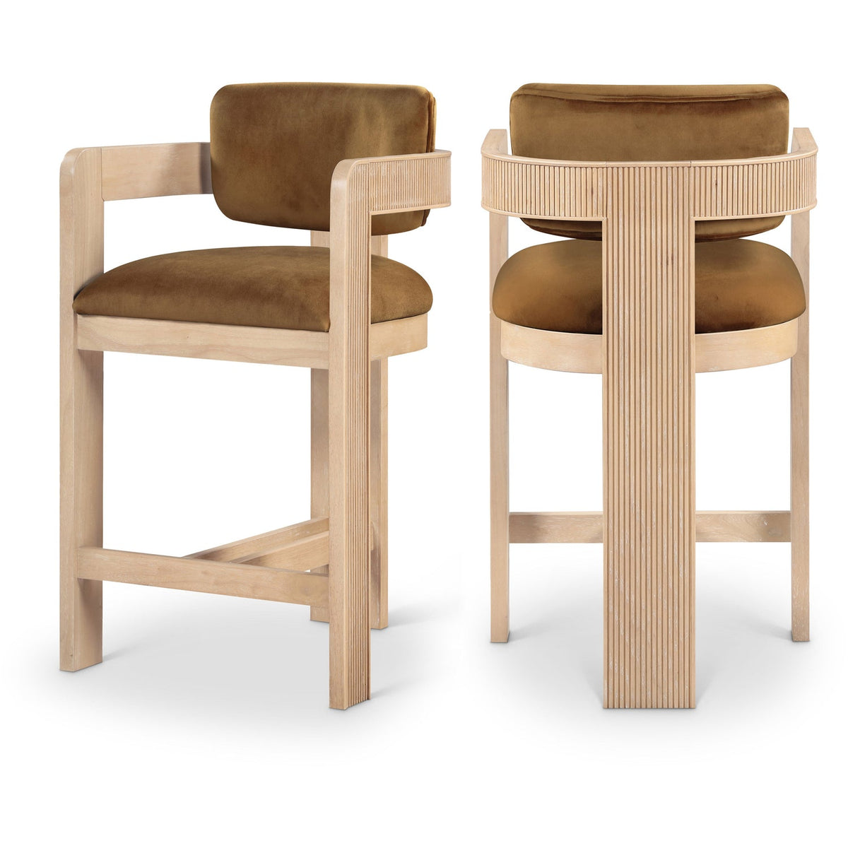 Sacha Saddle Velvet Upholstered Counter Stool Set of 2