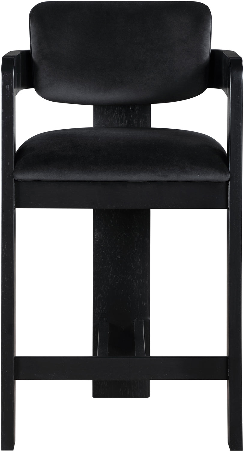 Sacha Black Velvet Upholstered Counter Stool Set of 2