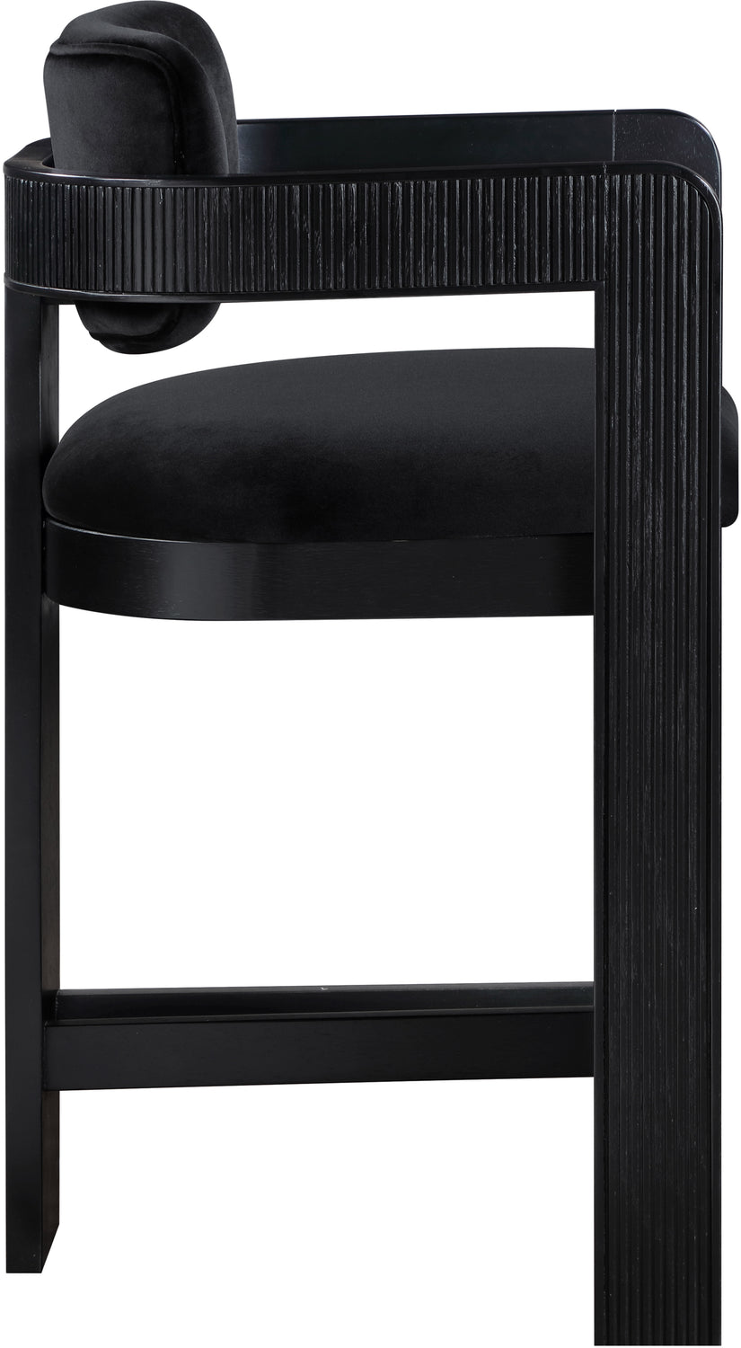 Sacha Black Velvet Upholstered Counter Stool Set of 2