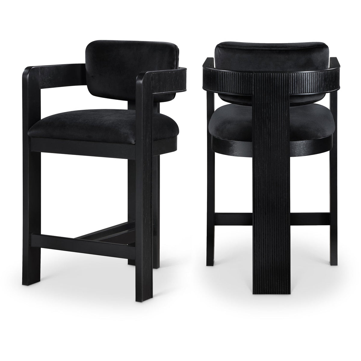Sacha Black Velvet Upholstered Counter Stool Set of 2