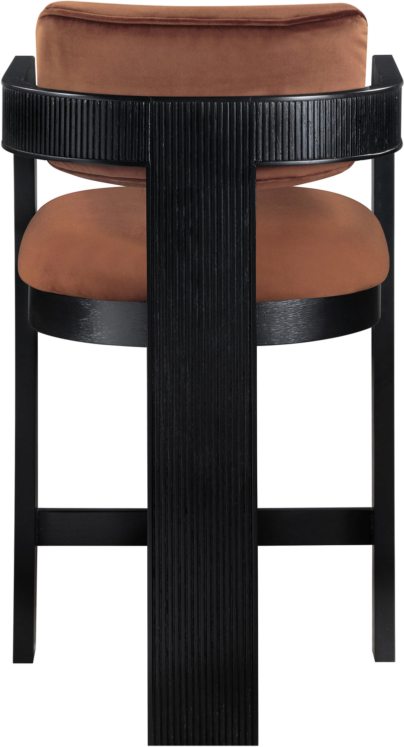 Sacha Cognac Velvet Upholstered Counter Stool Set of 2