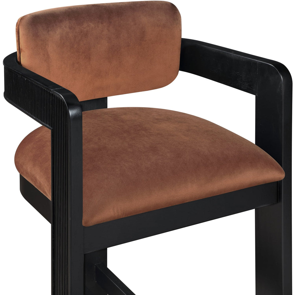 Sacha Cognac Velvet Upholstered Counter Stool Set of 2