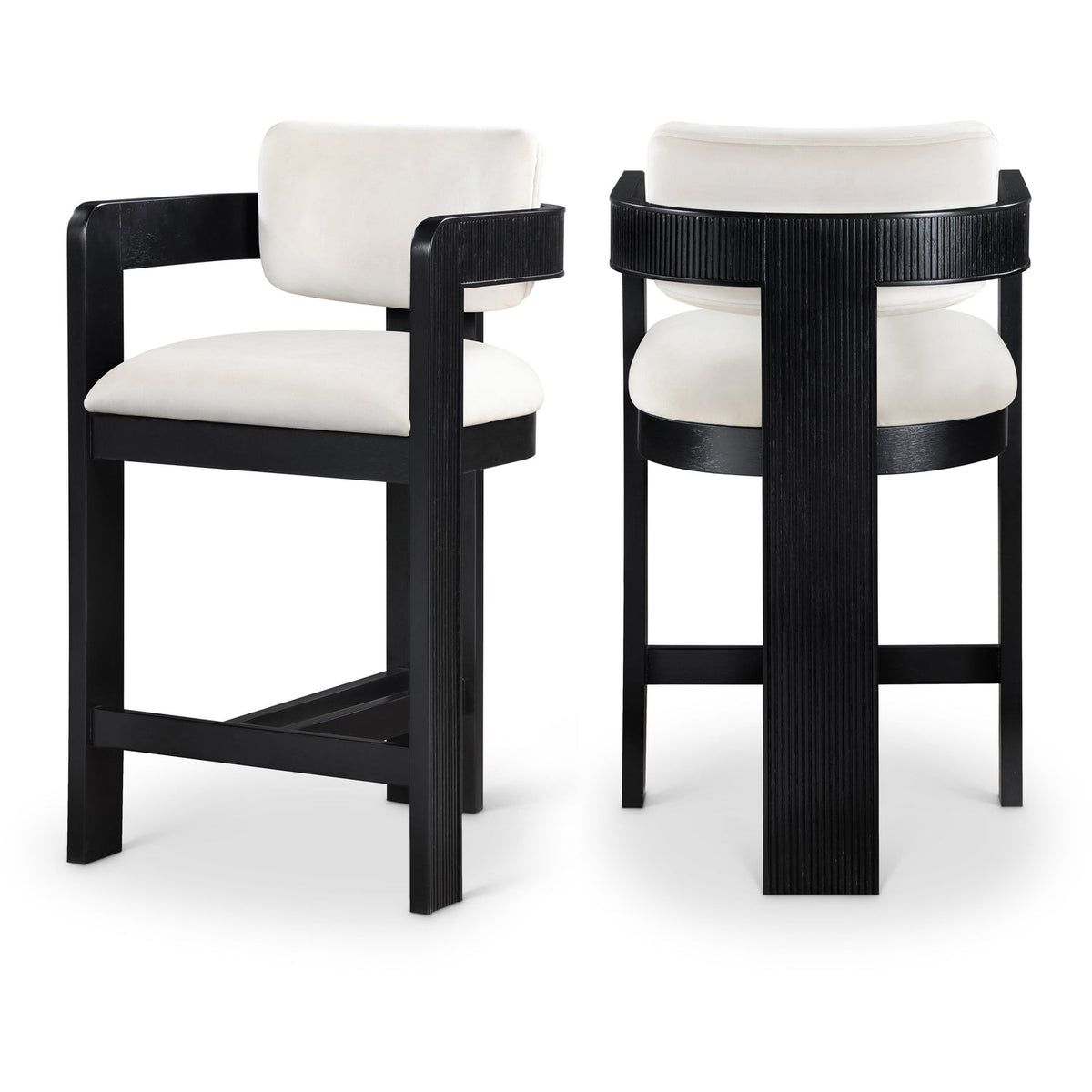 Sacha Cream Velvet Upholstered Counter Stool Set of 2