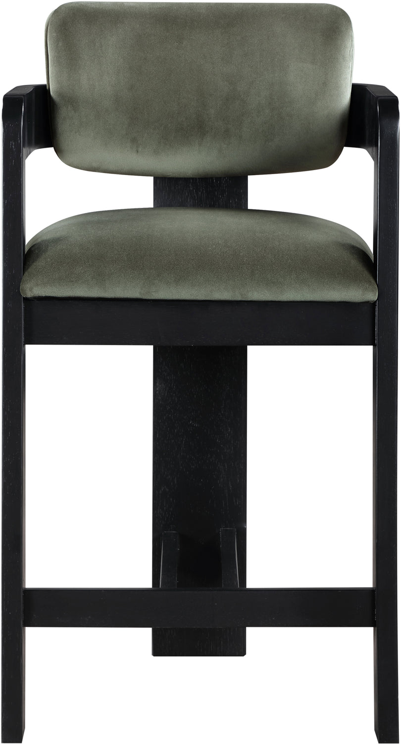 Sacha Green Velvet Upholstered Counter Stool Set of 2