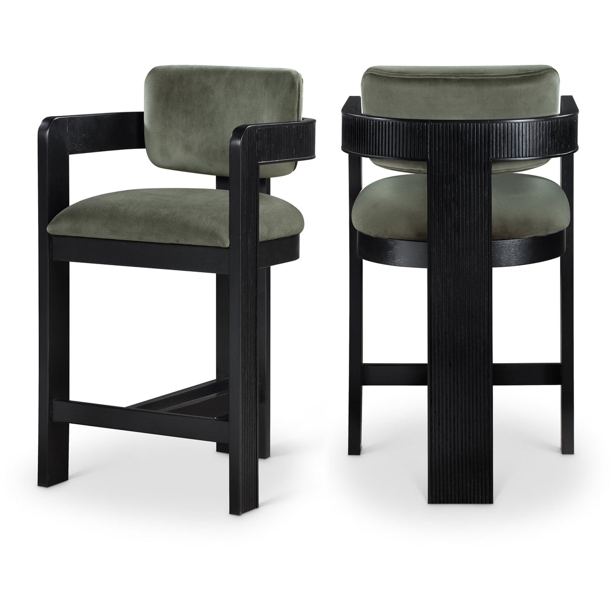 Sacha Green Velvet Upholstered Counter Stool Set of 2