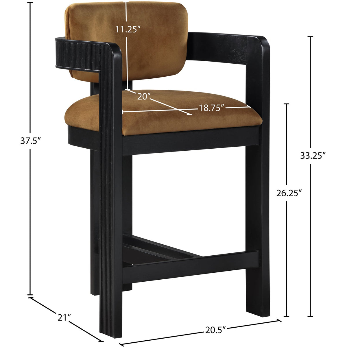 Sacha Saddle Velvet Upholstered Counter Stool Set of 2