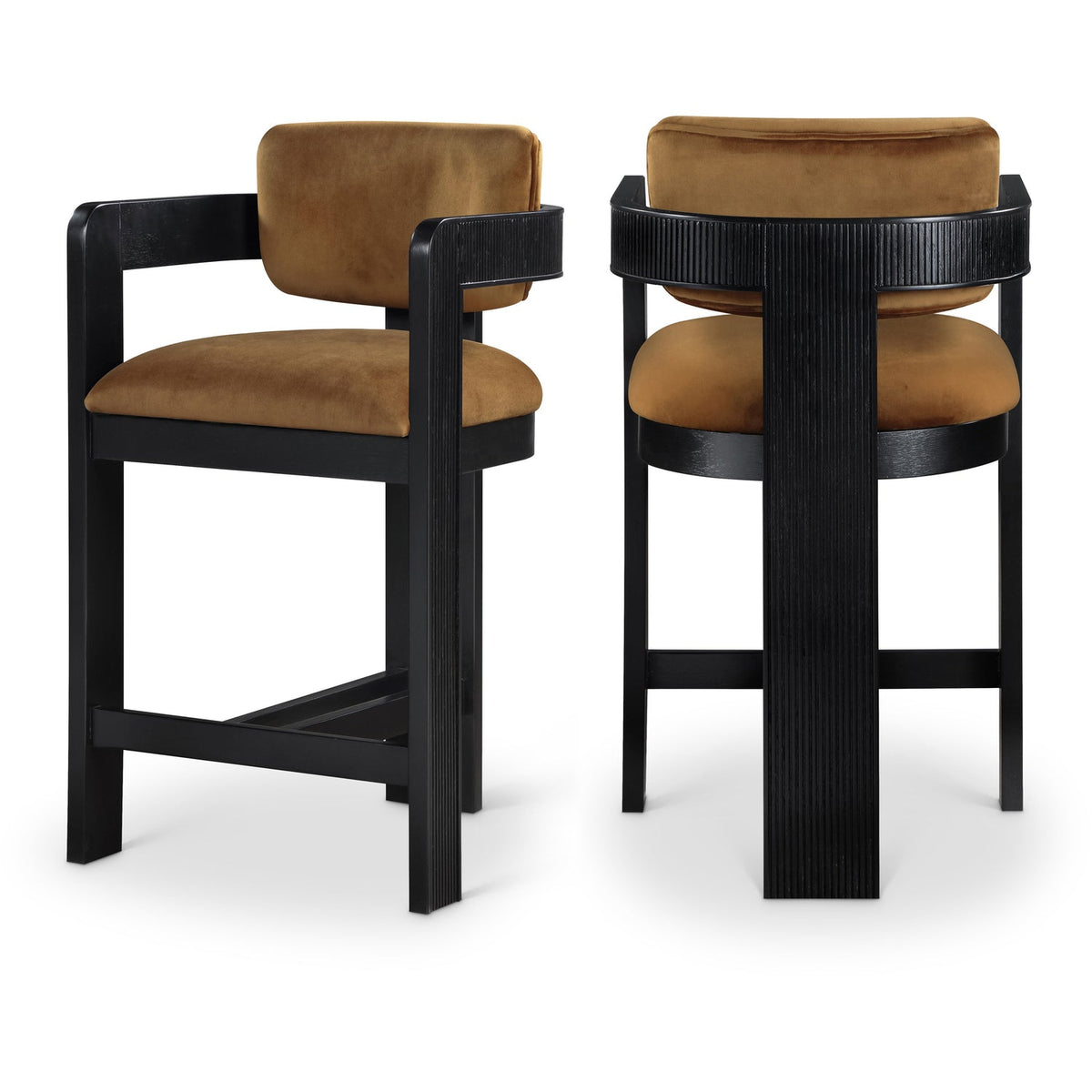 Sacha Saddle Velvet Upholstered Counter Stool Set of 2