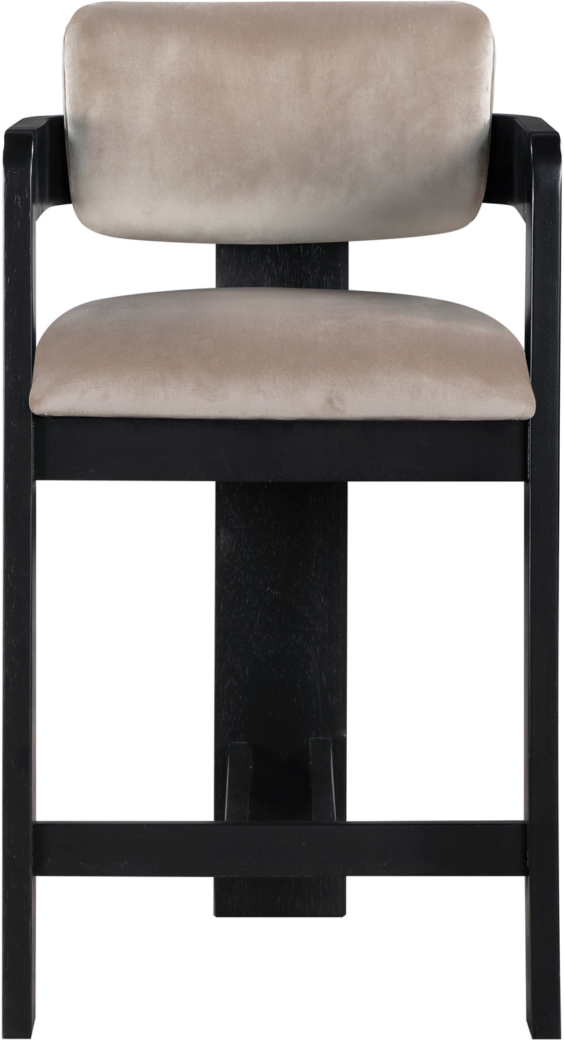 Sacha Taupe Velvet Upholstered Counter Stool Set of 2
