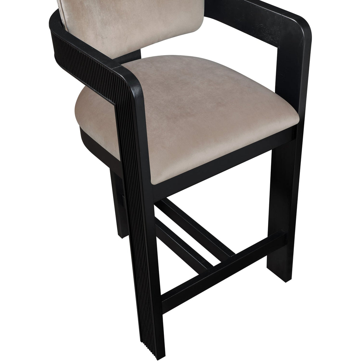 Sacha Taupe Velvet Upholstered Counter Stool Set of 2