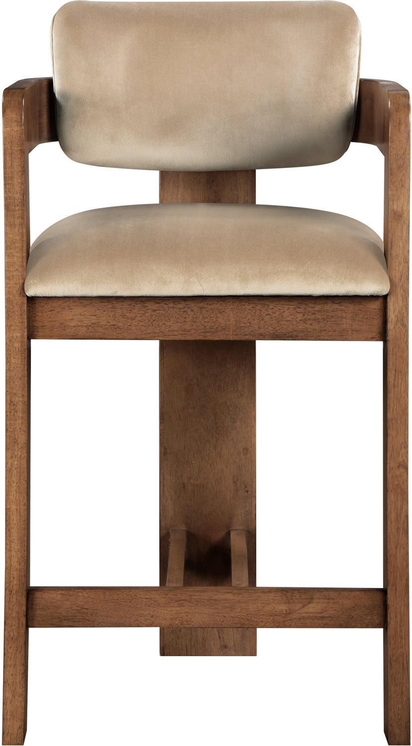 Sacha Beige Velvet Upholstered Counter Stool Set of 2