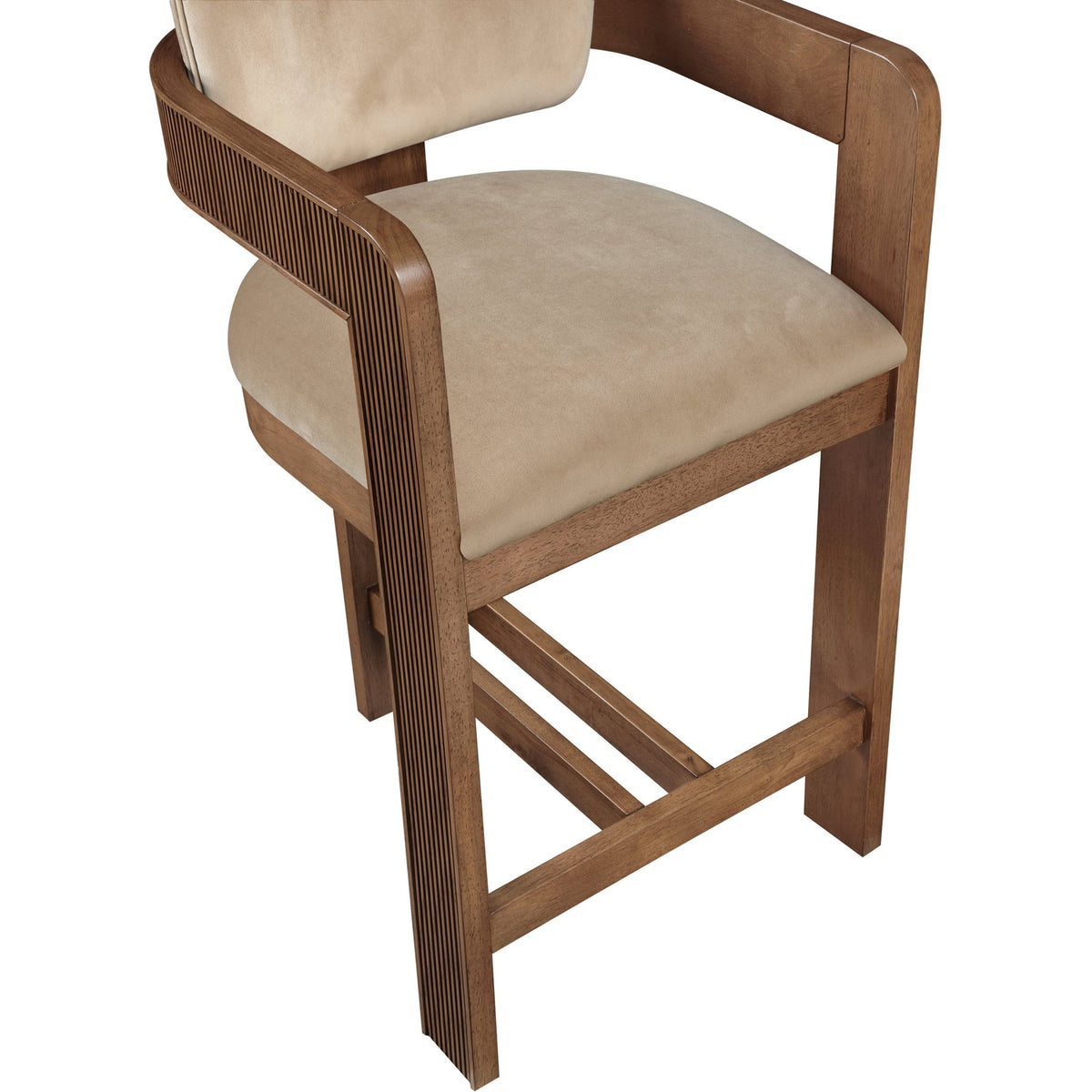 Sacha Beige Velvet Upholstered Counter Stool Set of 2
