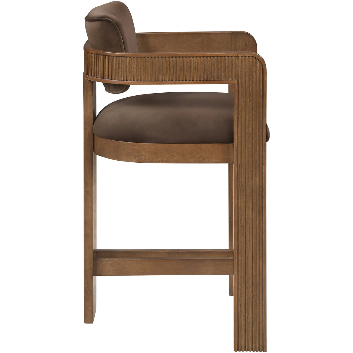 Sacha Brown Velvet Upholstered Counter Stool Set of 2