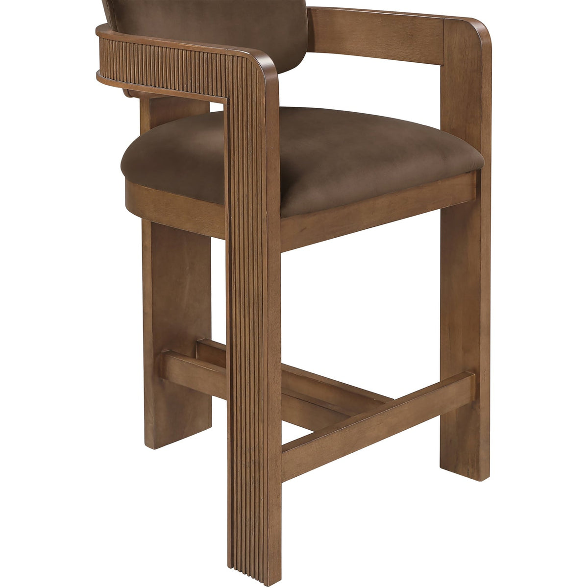 Sacha Brown Velvet Upholstered Counter Stool Set of 2