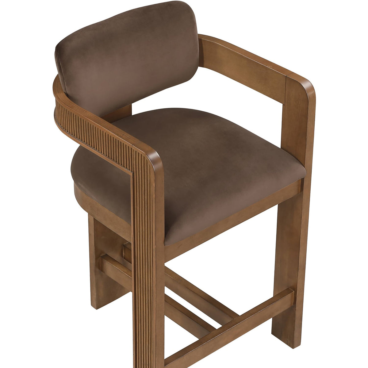 Sacha Brown Velvet Upholstered Counter Stool Set of 2
