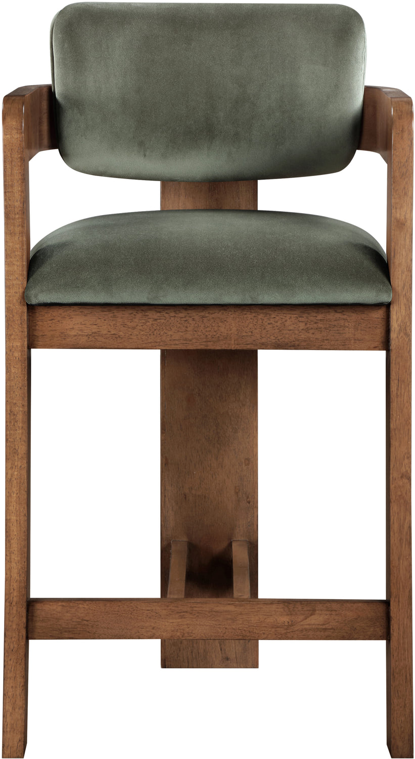 Sacha Green Velvet Upholstered Counter Stool Set of 2