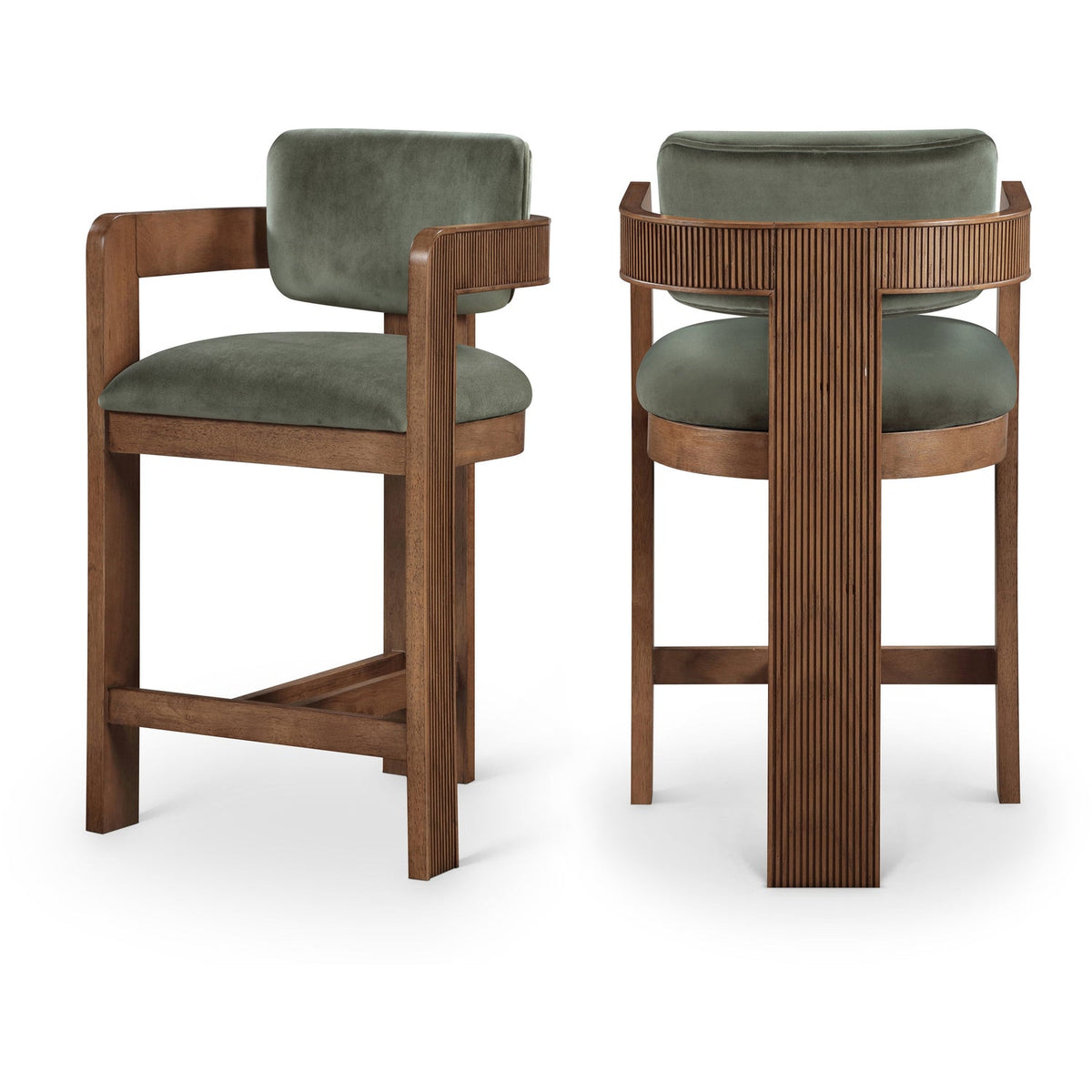 Sacha Green Velvet Upholstered Counter Stool Set of 2