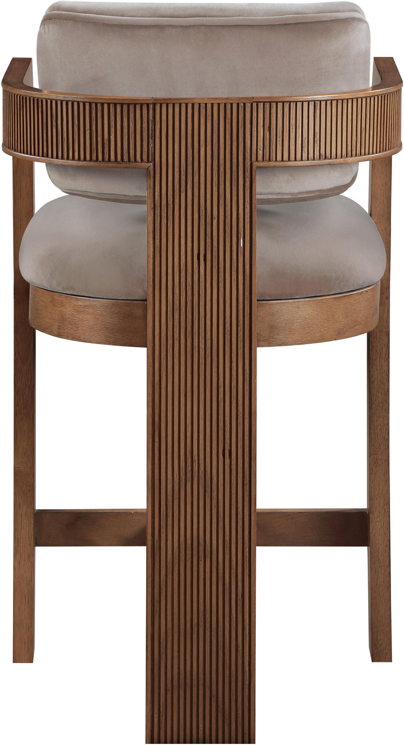 Sacha Taupe Velvet Upholstered Counter Stool Set of 2