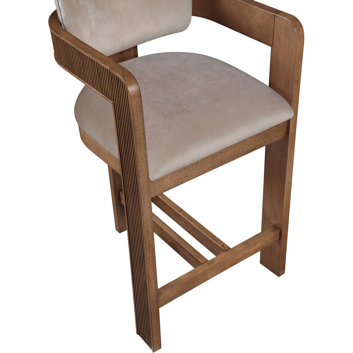Sacha Taupe Velvet Upholstered Counter Stool Set of 2