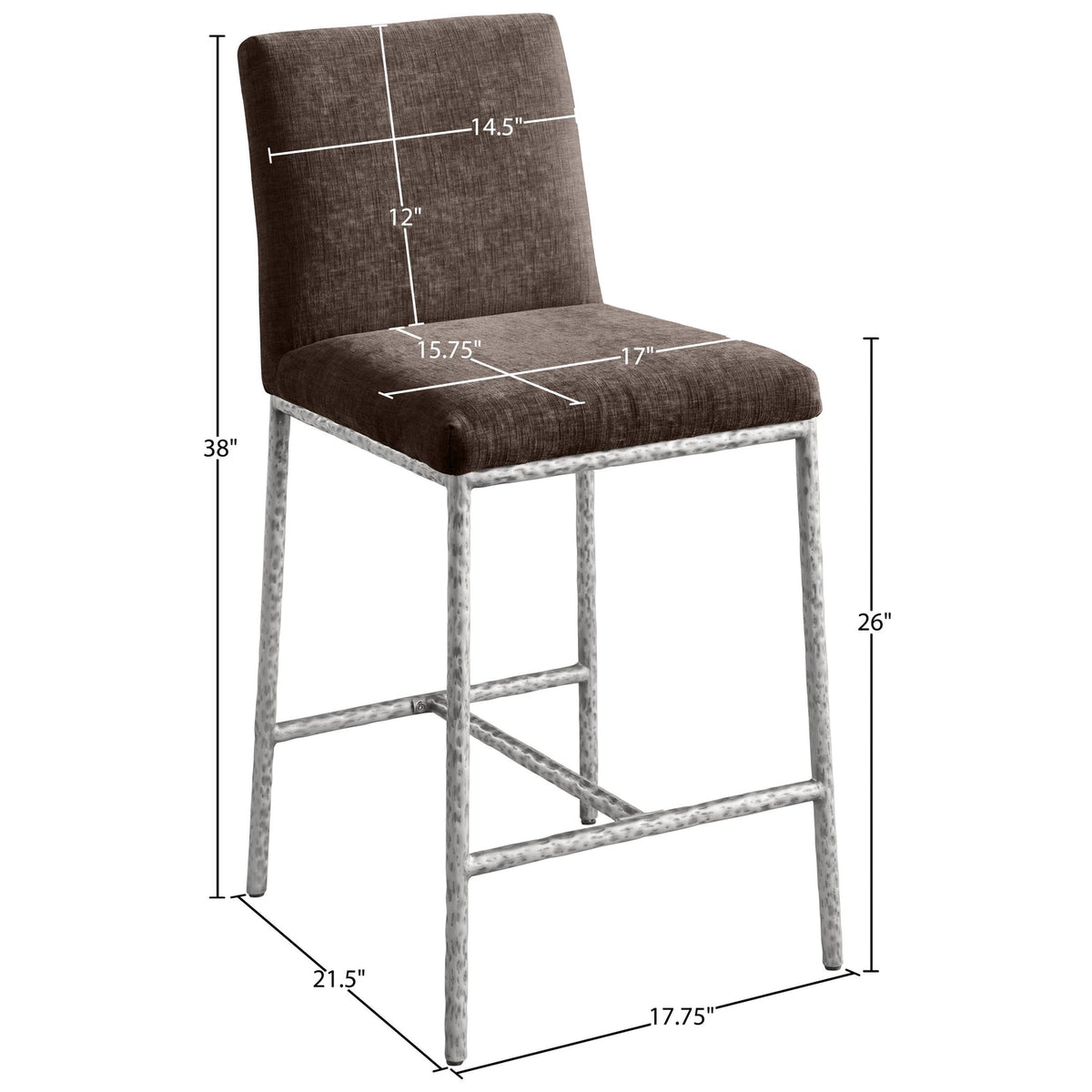Reeves Brown Chenille Fabric Upholstered Counter Stool Set of 2