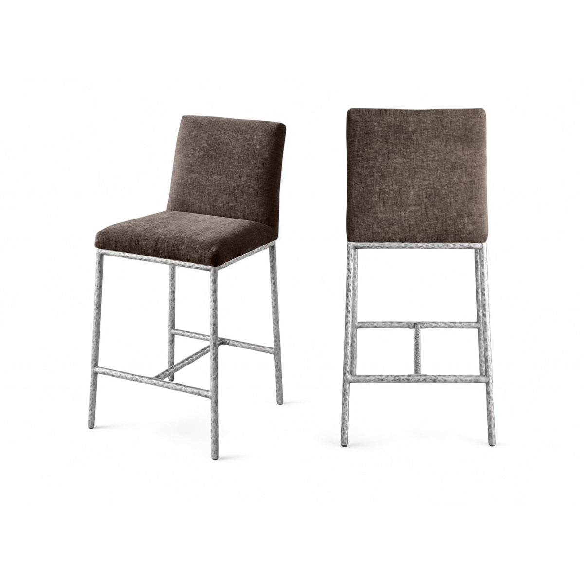 Reeves Brown Chenille Fabric Upholstered Counter Stool Set of 2