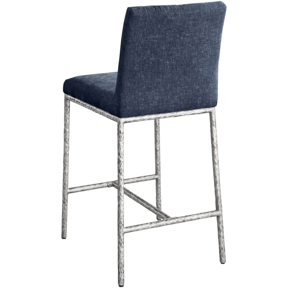 Reeves Navy Chenille Fabric Upholstered Counter Stool Set of 2